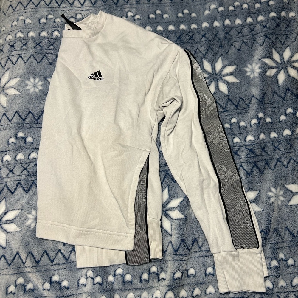 Adidas White and Gray Long Sleeve Top